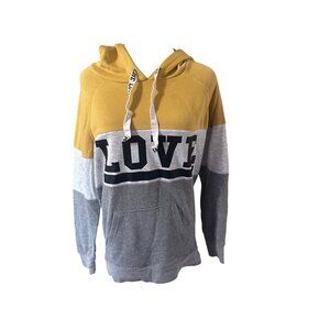 Bobbie brooks Ladies gray and yellow Love hoodie size M